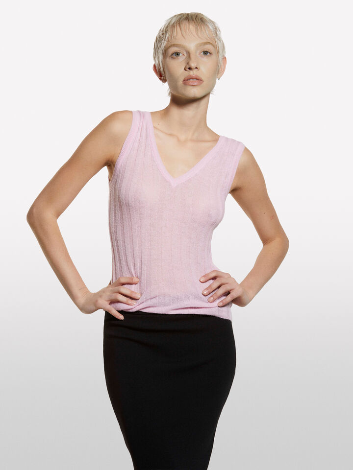 Pastellrosa gestricktes Tanktop - top für damen - Pink | Sisley image number 3